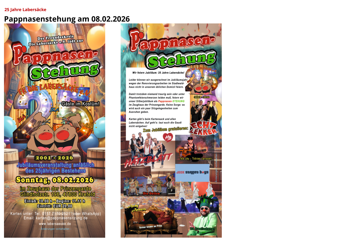 25 Jahre Labersäcke   Pappnasenstehung am 08.02.2026
